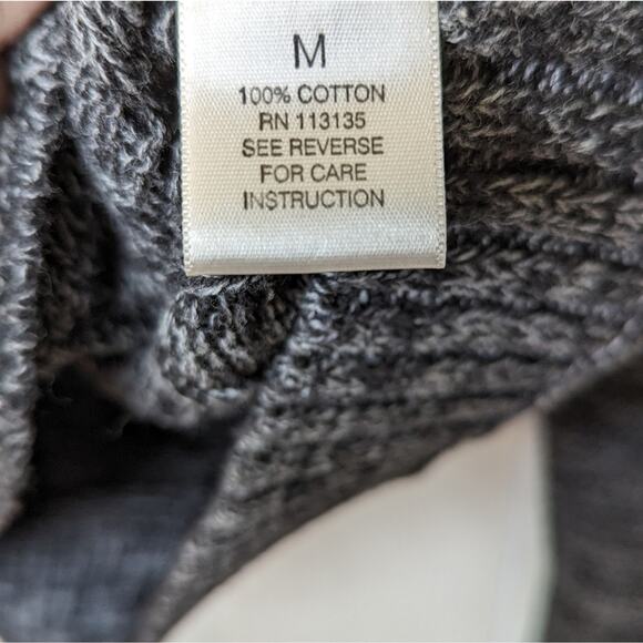 Leo & Nicole intarsia sweater multi knit quarter zip gray black stripe Medium - Picture 7 of 8